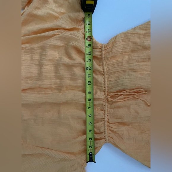 Faithfull the Brand Constance Linen Gauze Minidress Saffron orange Yellow Large - Picture 7 of 10